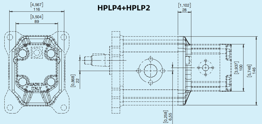 Bondioli＆Pavesi邦貝HPLP4+HPLP4多級(jí)齒輪泵尺寸